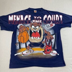 VTG 90s Looney Tunes Freeze Taz Tasmanian Devil Menace To The Court Shirt Men XL